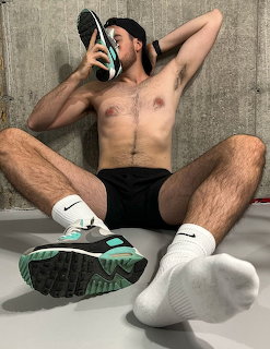 Shirtless Man Sneakers Socks