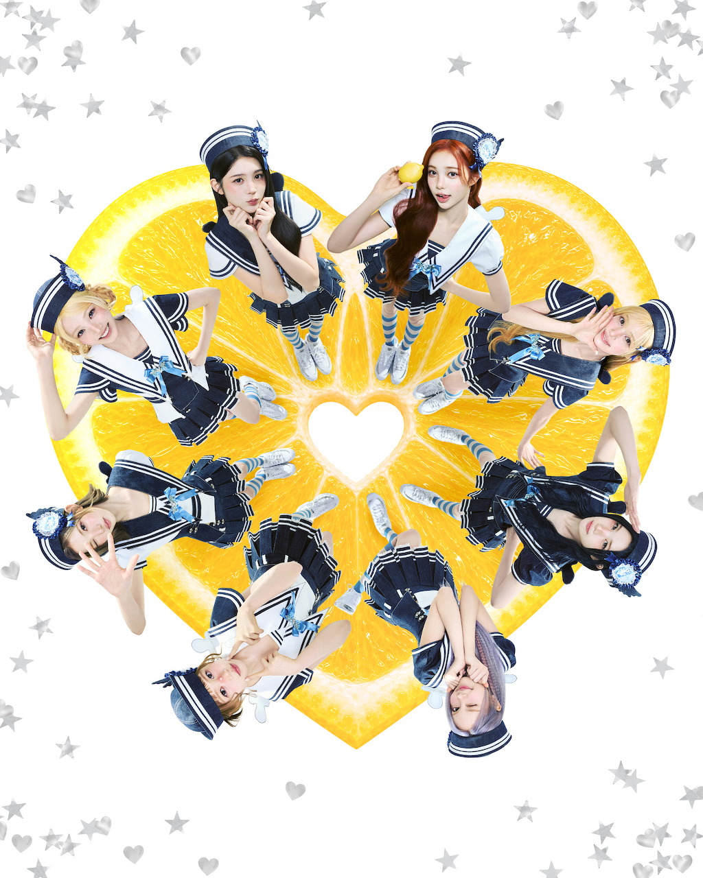 Group of young women in a cheerful lemon-themed group portrait