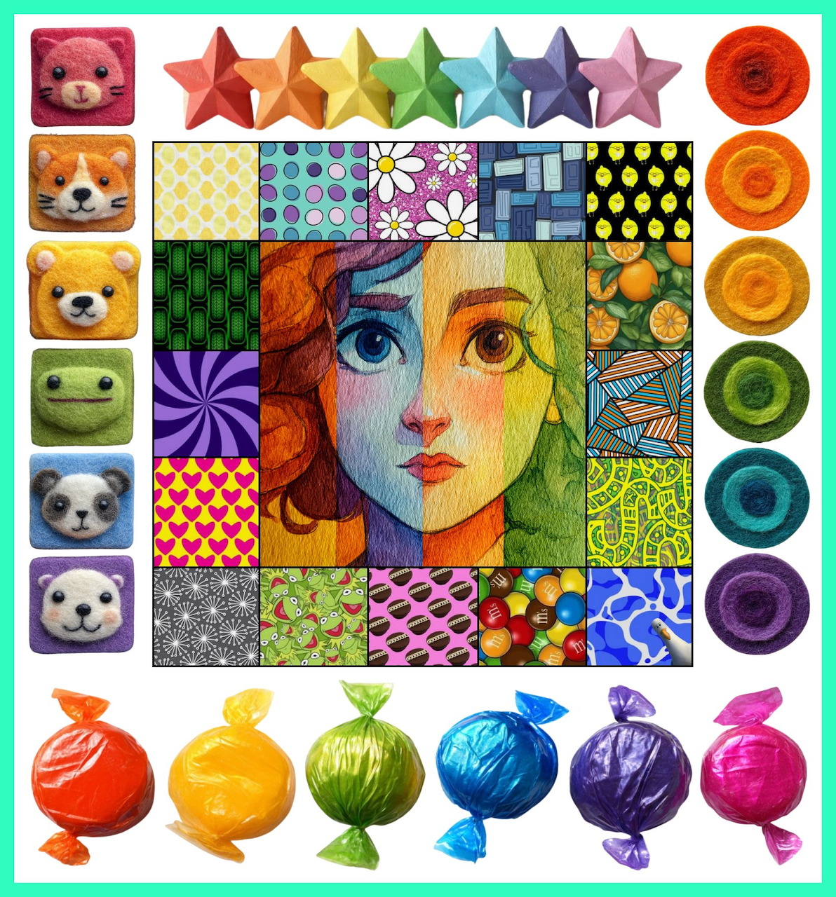 Girl's Face Patchwork Collage