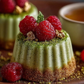 Pistachio Dessert with Raspberries