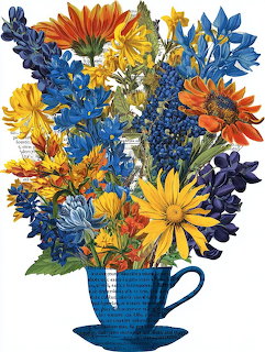 Flowers in Blue Teacup