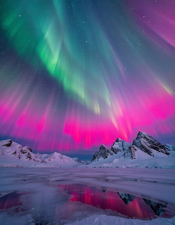 Northern Lights Over Mountains