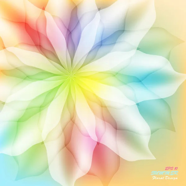 Abstract translucent flower shape in soft pastel rainbow colors