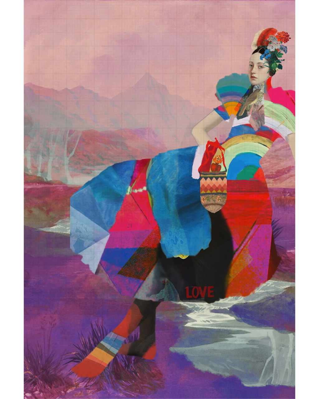 Colorful abstract art composition with mixed shapes and textures