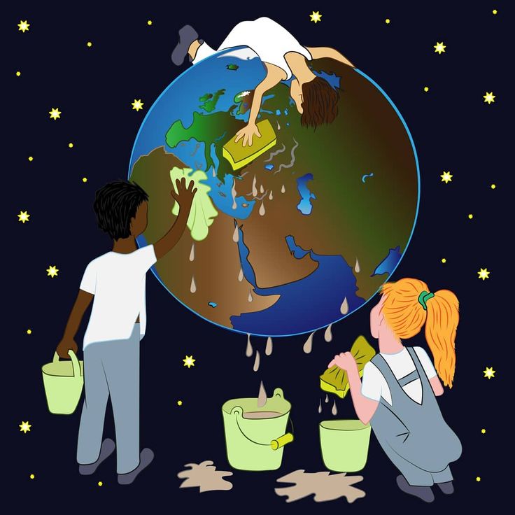 Children Cleaning Earth