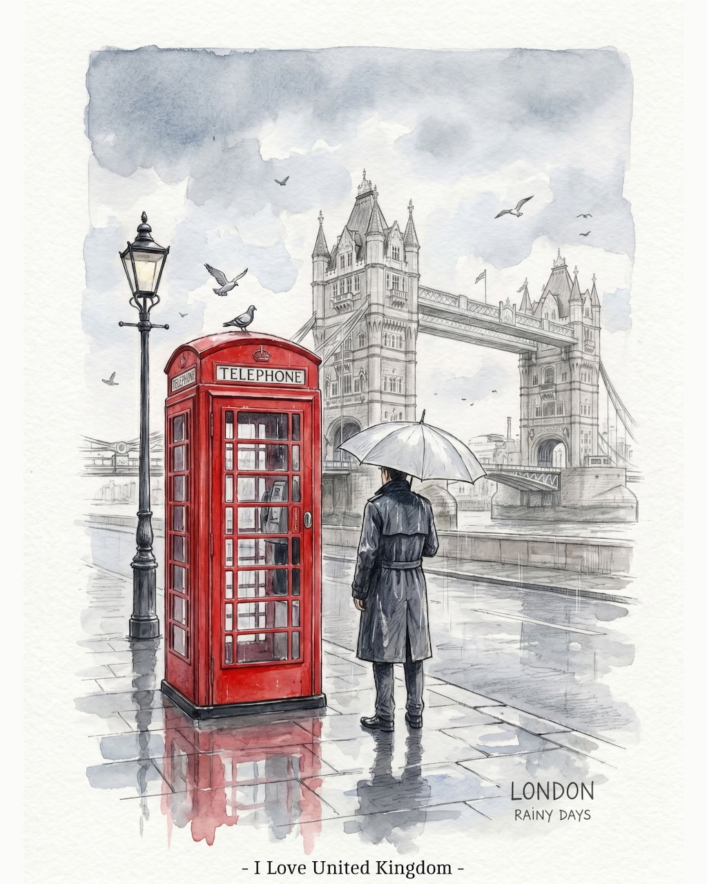 London Rainy Day Scene