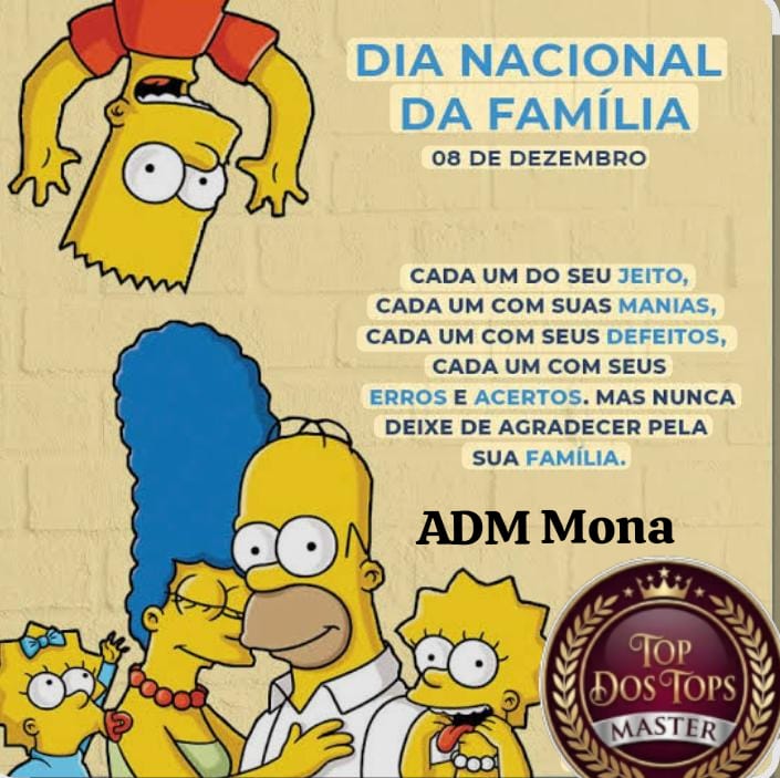 The Simpsons family gathered together in an illustrated poster with text in Portuguese celebrating National Family Day