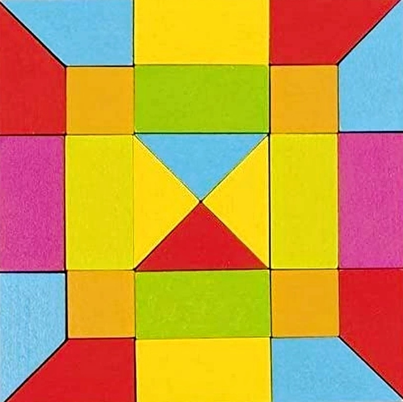 Colorful Geometric Block Mosaic