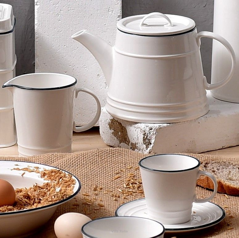WhiteEnamel Teapot Set