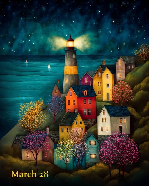Lighthouse on rocky coastline by the sea