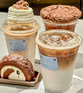 Iced Lattes and Roll Cake