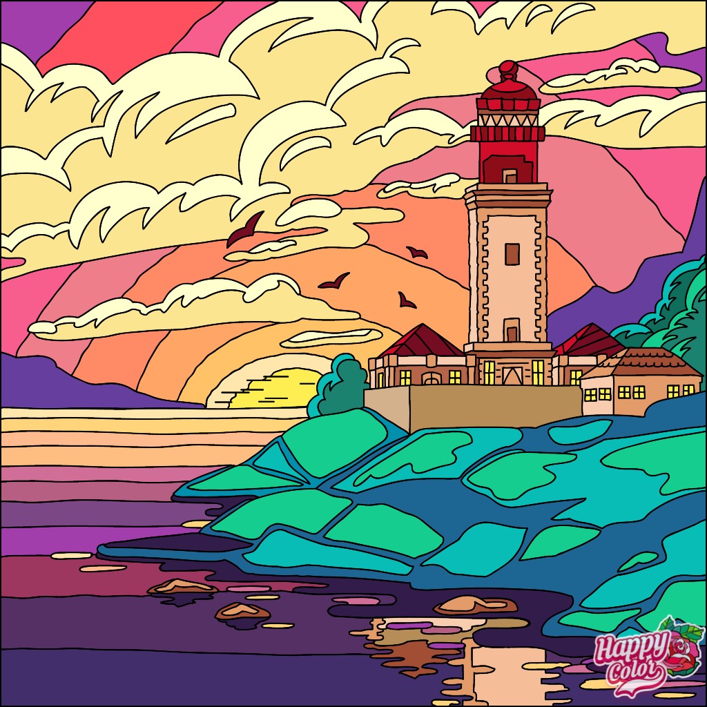 Colorful Lighthouse Sunset