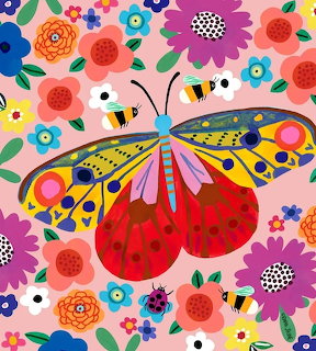 Butterfly and Flowers Illustration