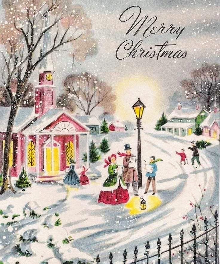 Vintage Christmas Village Scene