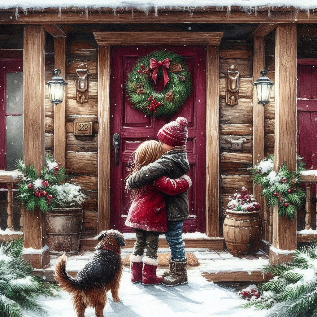 Santa at Cabin Door