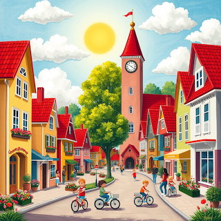 Colorful European Village Street