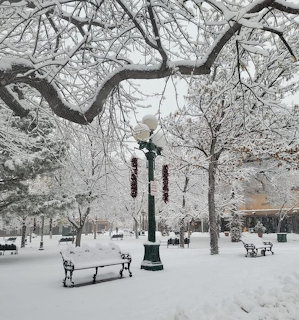 Santa Fe Plaza Winter Snow