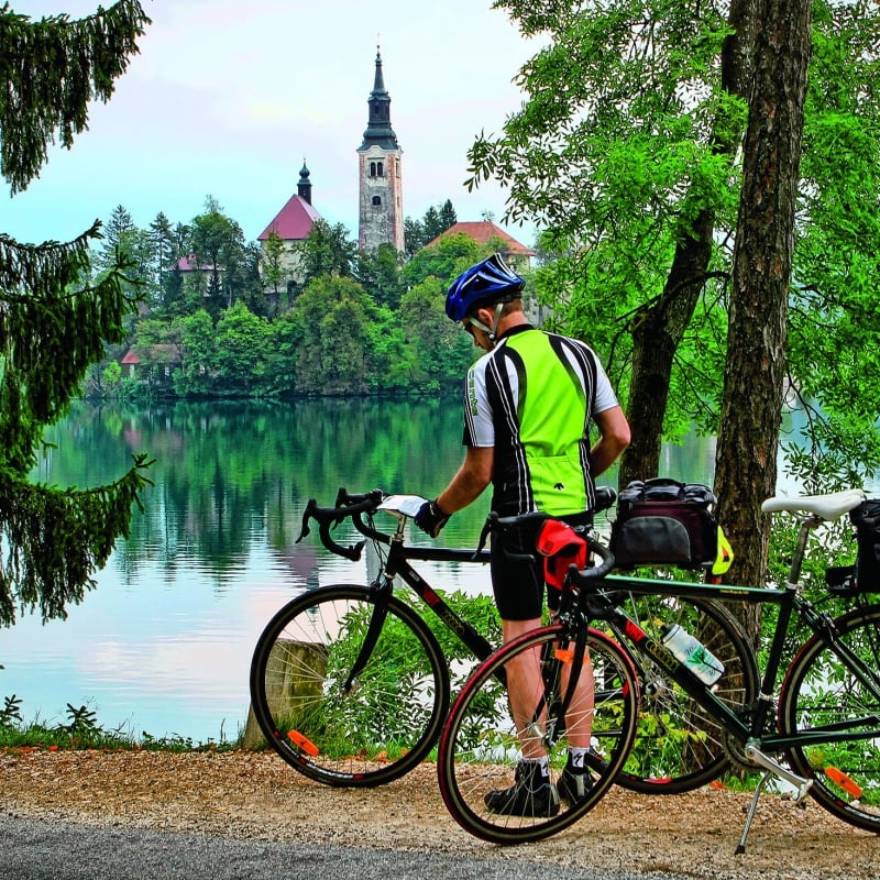 Cyclist by Lakeside Church