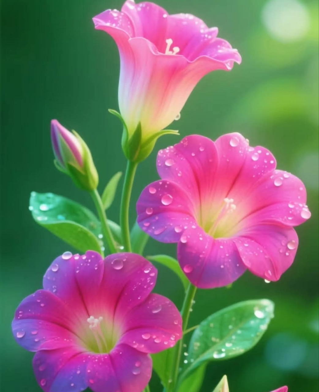 Colorful bouquet of mixed flowers with green leaves