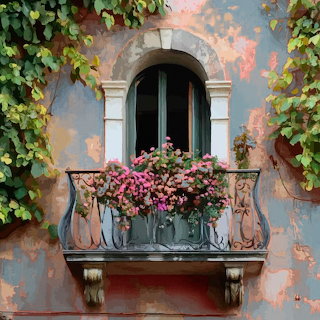 Flowered Balcony Window