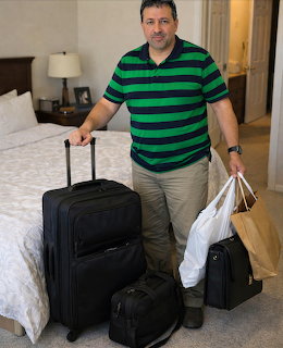 Man With Lugage Hotel Room