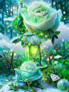 Mystical Green Roses Fantasy