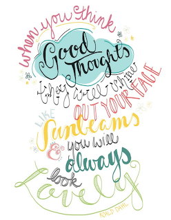 Colorful hand-lettered inspirational quote in decorative cursive on a white background