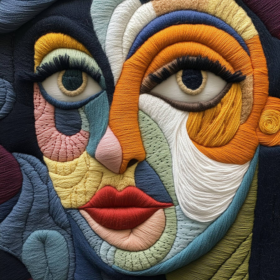 Abstract Textile Face Art