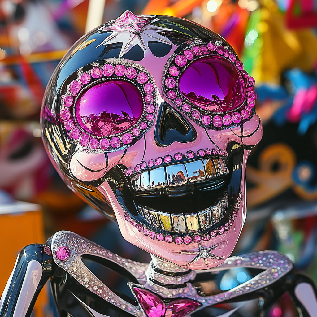Pink Chrome Decorated Skull