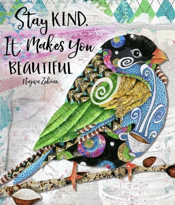 Stay Kind Colorful Bird Art
