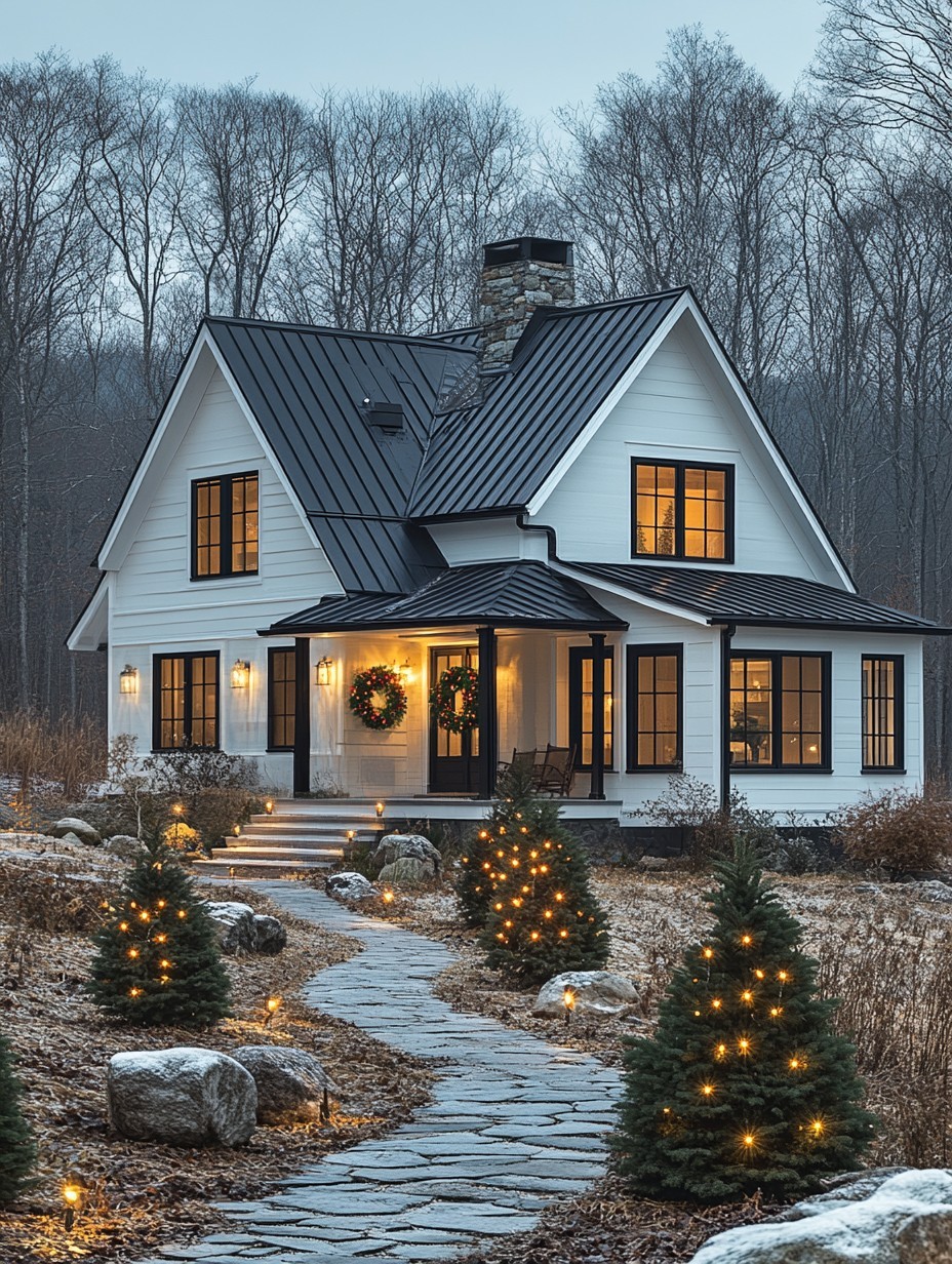 Modern Farmhouse at Dusk