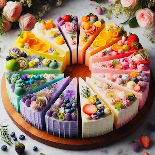 Rainbow Decorated Cake Slices