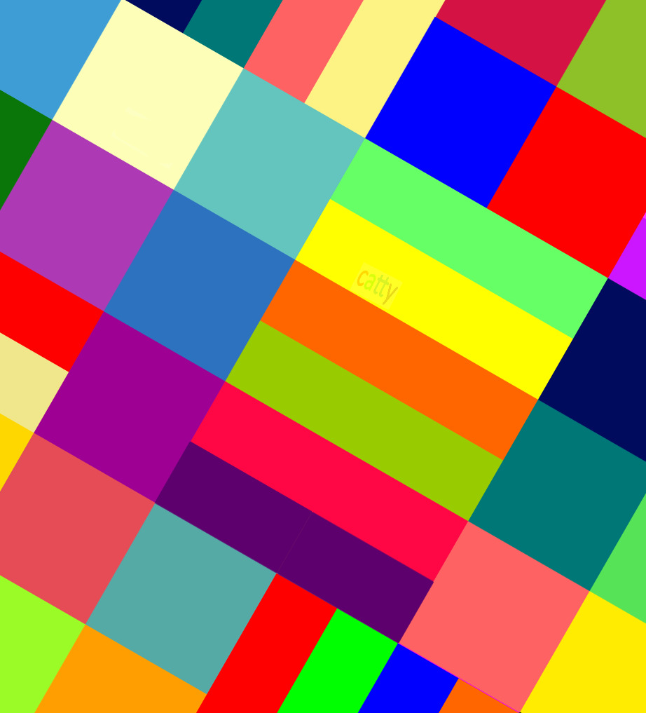 Abstract grid of bright colored geometric squares and rectangles in various hues arranged diagonally