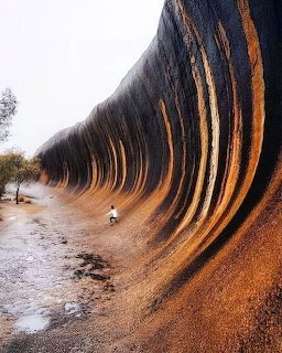 Wave Rock granite formation in Western Australia shaped like a breaking wave