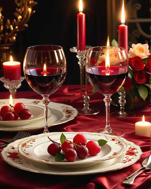 Romantic Candlelit Dinner Table