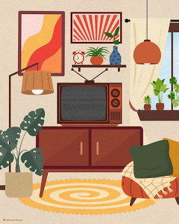 Retro Living Room Illustration