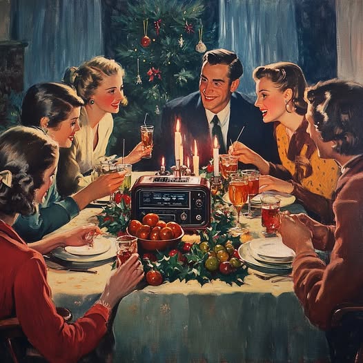 Vintage Christmas Family Dinner