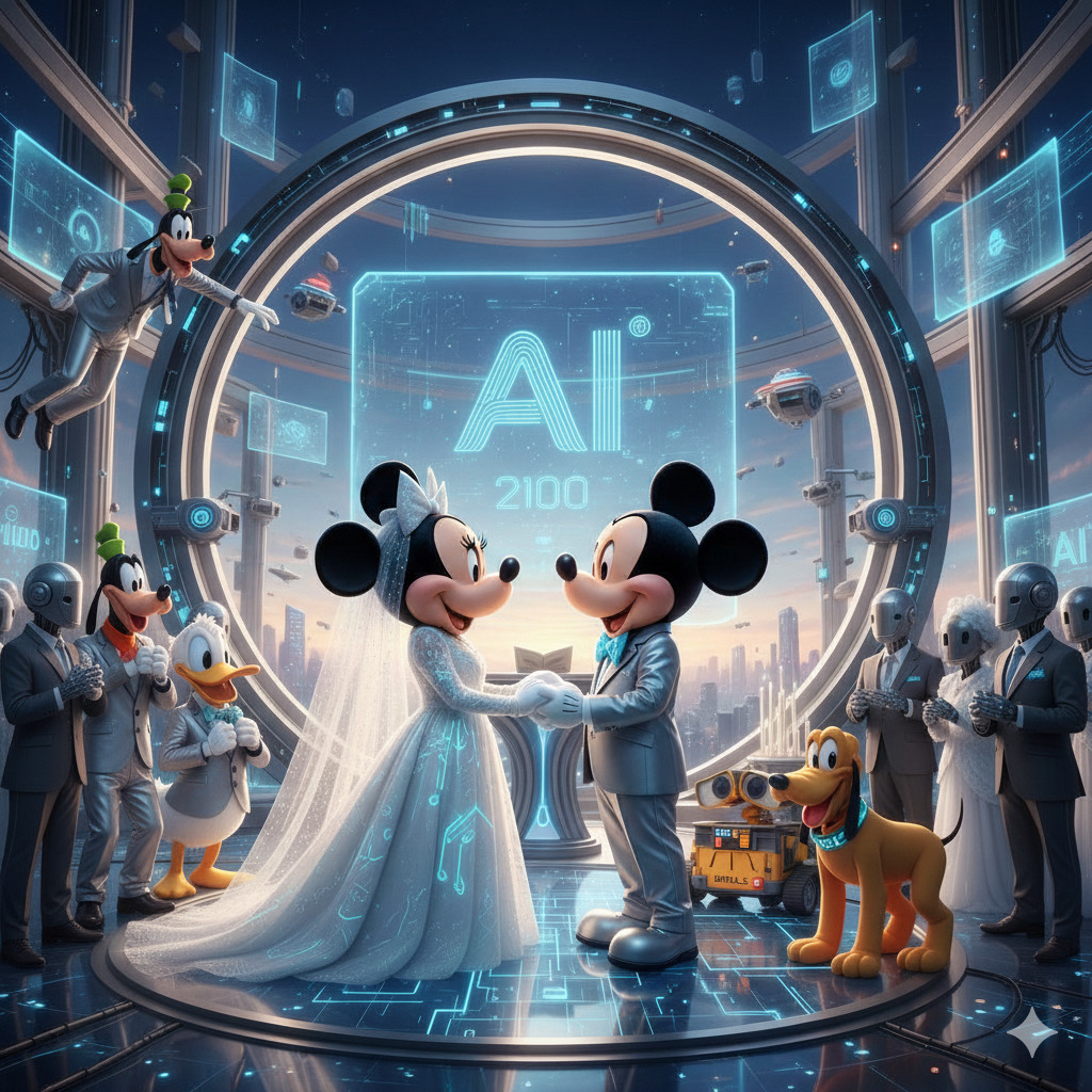 Mickey Minnie Futuristic AI Wedding