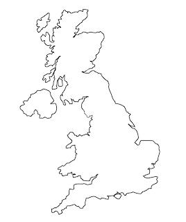 Black outline map of Great Britain showing England, Scotland, and Wales on white background