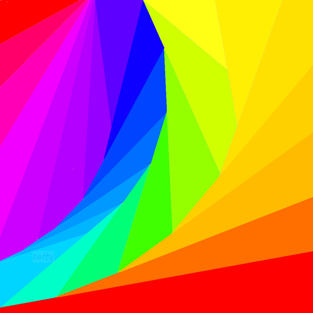 Abstract rainbow gradient with curved diagonal wave bands in vibrant spectrum colors