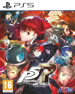 Persona 5 Royal PS5 game cover showing multiple anime characters in red, black and blue tones