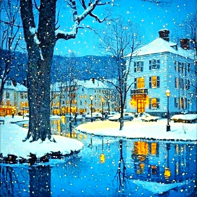 Snowy Village Canal