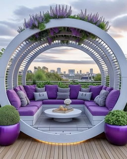 Purple Garden Gazebo With Flowers