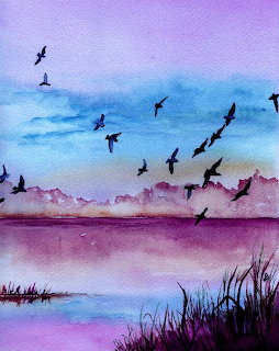 Watercolor Birds Flight