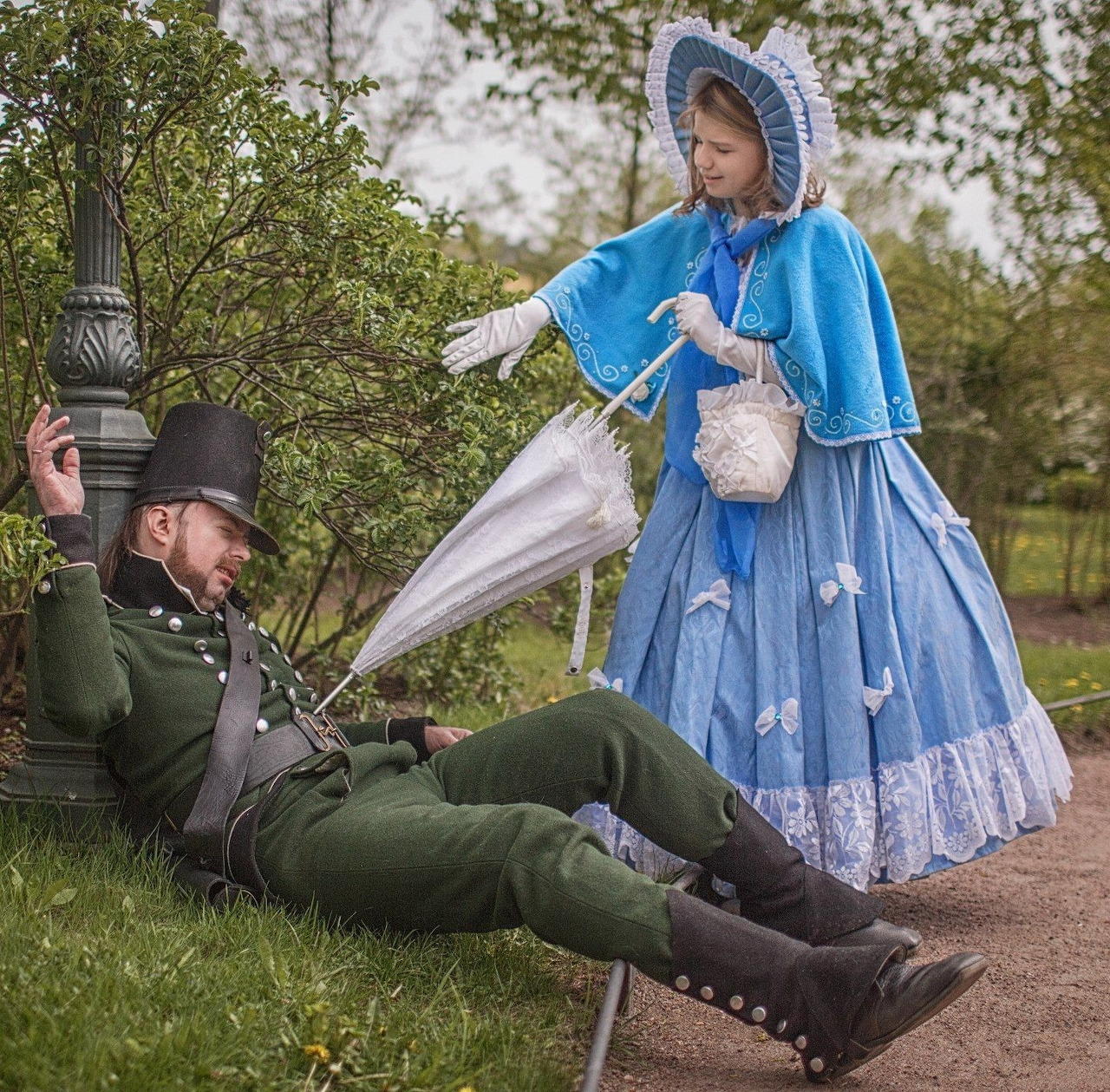 Victorian Couple Garden Scene