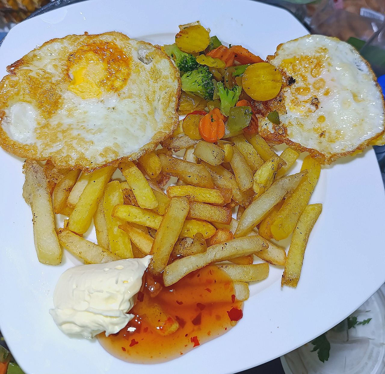Fried Eggs and French Fries