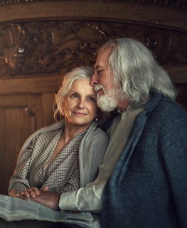 Elderly Couple Tender Moment