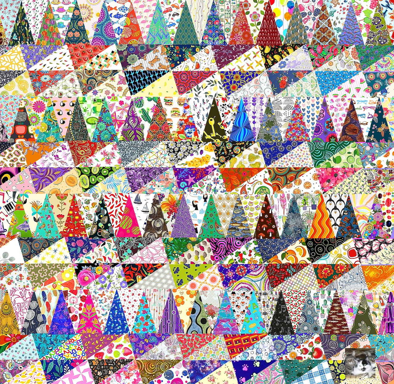 Festive Christmas Trees Quilt Collage