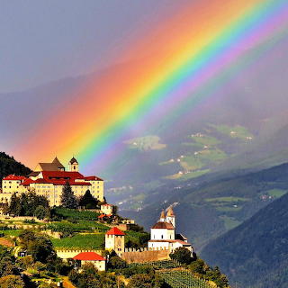 Castle Village Rainbow Mountain Landscape