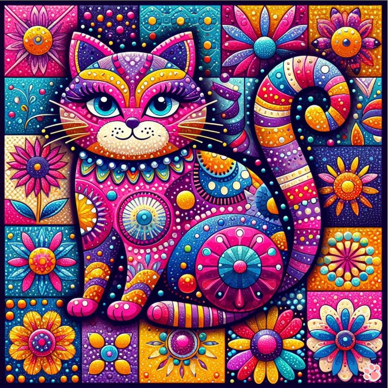 Abstract Patchwork Cat